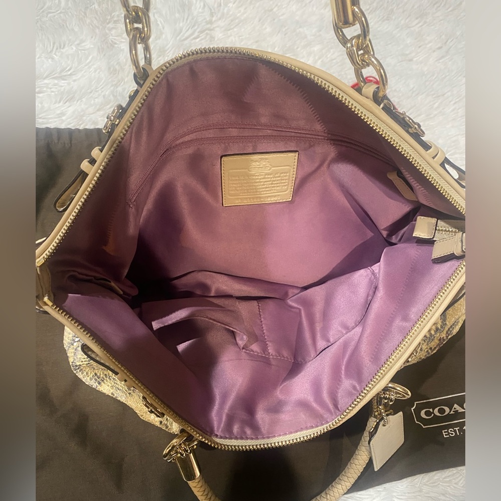 Coach Madison Lindsey Python Leather Satchel Purse - image 3